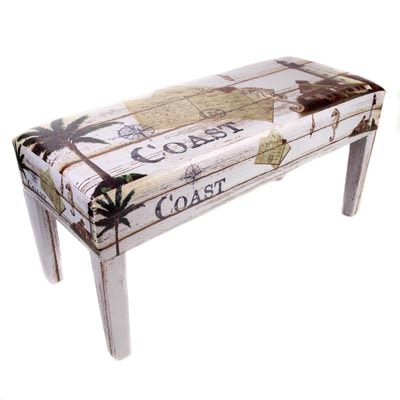 39 Inches Wide x 18 Inches High x 16 Inches Deep Coast Scene Bench