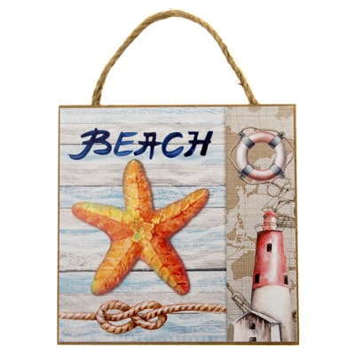 Starfish Beach Wood Sign