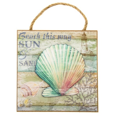 Scallop Shell Wood Sign