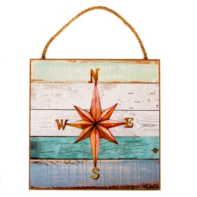 Compass Rose Wood Sign