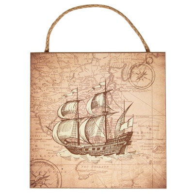 Antique Sailing Ship Wood Sign