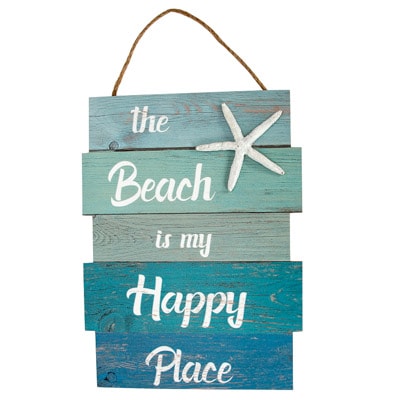 15 3/4 Inches High x 11 3/4 Inches Wide Beach Happy Place Sign