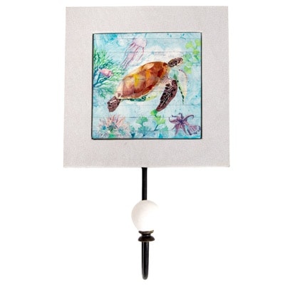 10 Inches Long x 6 Inches Wide Sea Turtle Wall Decor with Hook