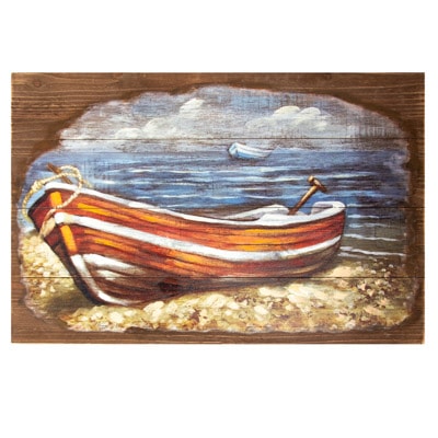 23 1/4 Inches Wide x 15 3/4 Inches High Beached Boat Wood Wall Art