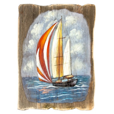 15 1/2 Inches High x 11 1/2 Inches Wide Sailboat Wood Wall Art