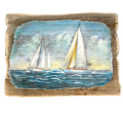 15 1/2 Inches Wide x 11 1/2 Inches High Sailboats Wood Wall Art