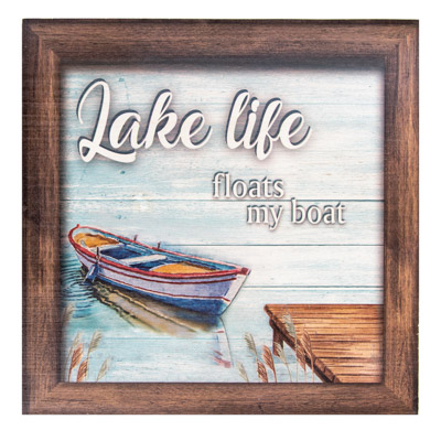 11 3/4 Inches Wide x 11 3/4 Inches High Lake Life and Boat Sign