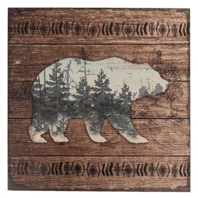 15 3/4 Inches x 15 3/4 Inches Bear Wood Wall Art