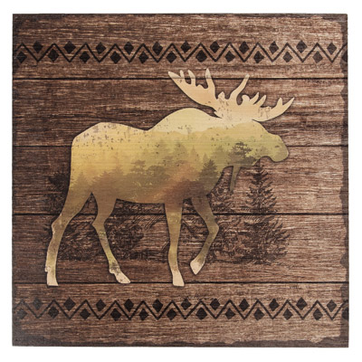 15 3/4 Inches x 15 3/4 Inches Moose Wood Wall Art