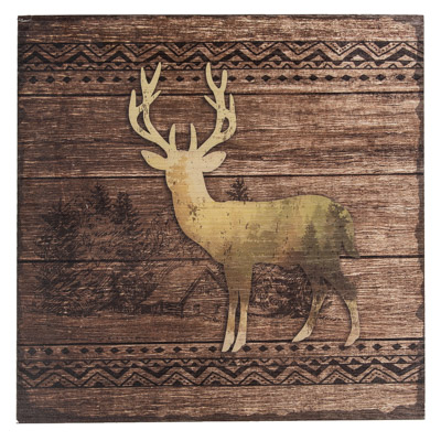 15 3/4 Inches x 15 3/4 Inches Deer Wood Wall Art