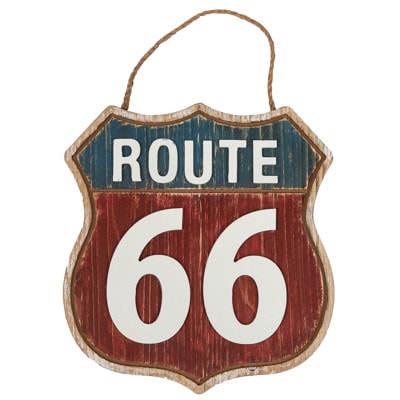 11 1/2 Inches High x 10 1/2 Inches Wide Wooden Route 66 Sign