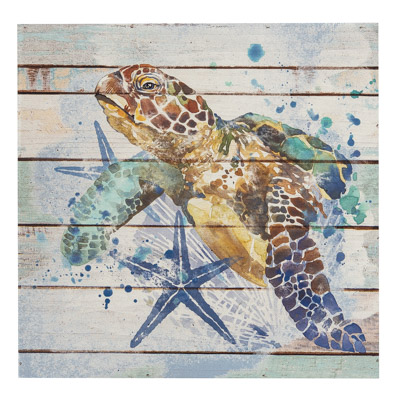11 3/4 Inches x 11 3/4 Inches Wooden Turtle Wall Art