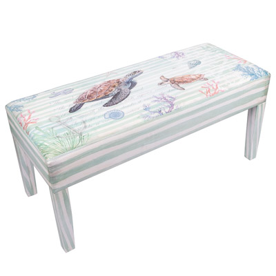18 Inches High x 39 Inches Wide x 16 Inches Deep Striped Turtles Bench