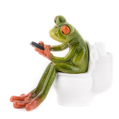 5 1/4 Inches High Frog Texting on Toilet Figurine