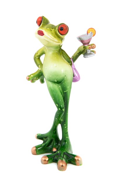 6 Inches High Lady Frog Holding a Cocktail