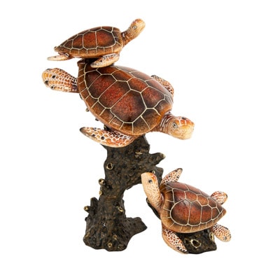 9 1/2 Inches High x 7 1/4 Inches Wide x 5 Inches Deep Triple Sea Turtles Figurine
