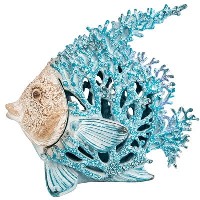 11 Inches High Aqua Coral-Look Fish