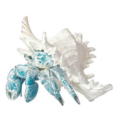 8 1/4 Inches Wide x 6 1/2 Inches High White-Washed Blue Crab in Shell