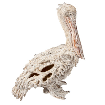 13 3/4 Inches High Coral Look Pelican Figurine