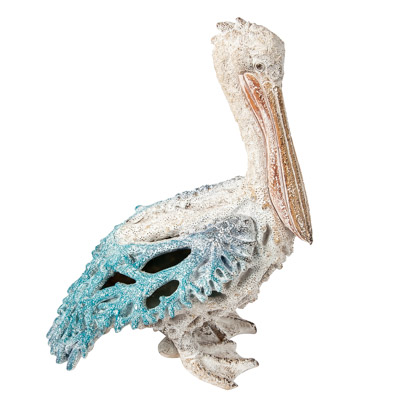 13 3/4 Inch High Coral Look Pelican Figurine