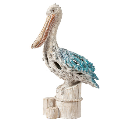 13 3/4 Inches High Coral Look Pelican on Posts
