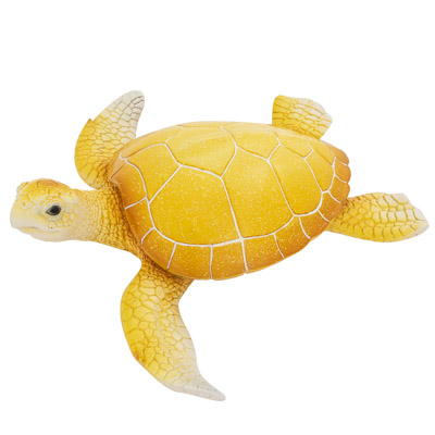 15 3/4 Inches Long Yellow Polystone Turtle Figurine