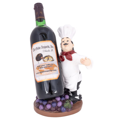 9 3/4 Inches High x 6 1/2 Inches Wide Chef with Grapes Wine Bottle Holder