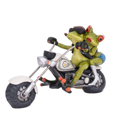 8 1/2 Inches Long Frogs on Motorcycle Figurine