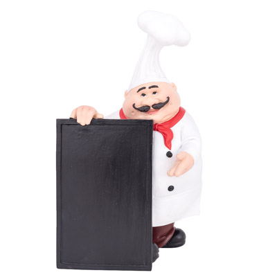 8 Inches High Decorative Chef Holding Black Board