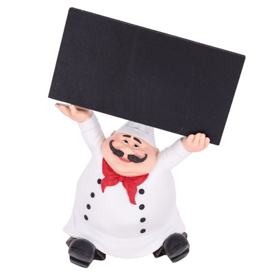 8 1/2 Inches High Decorative Chef Holding Chalkboard