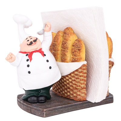6 1/2 Inches Wide x 6 Inches High Chef with Bread Napkin Holder
