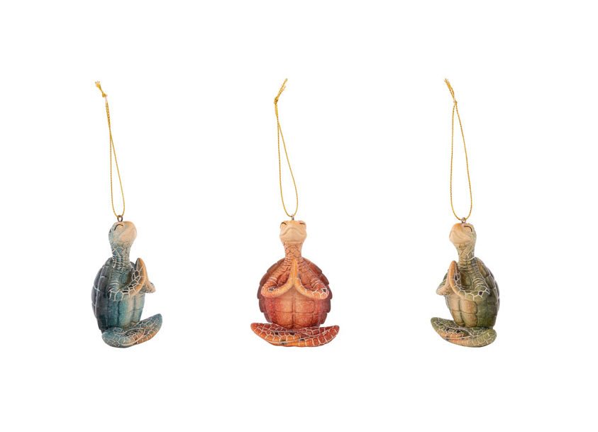 3 1/2 Inches High Assorted Yoga Turtle Ornament
