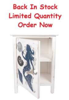 28 1/4 Inches High x 20 Inches Wide x 13 3/4 Inches Deep Mermaid and Shells Cabinet
