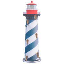 15 3/4 Inches High Wood Wall Lighthouse With Hooks