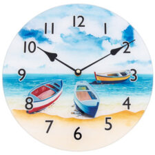 11 3/4 Inches Glass Shore Boats Clock