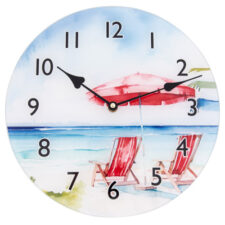 11 3/4 Inches Wide Glass Beach Chairs Clock