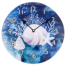 11 3/4 Inches Wide Glass Sea Shells Clock