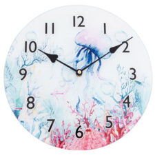 11 3/4 Inches Wide Glass Jellyfish Clock