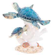 6 3/4 Inches High Turtle and Baby on Coral