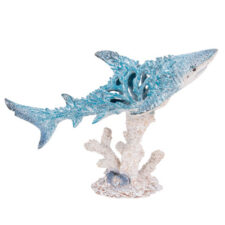 11 1/2 Inches Wide Aqua Coral-Look Shark on Coral