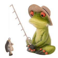 5 1/2 Inches High Fishing Frog Figurine