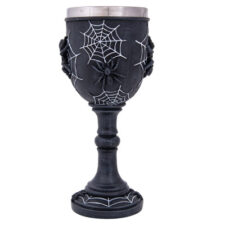 7 1/4 Inches High Spiders and Cobwebs Black Goblet