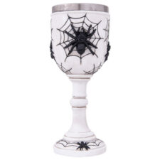 7 1/4 Inches High Spiders and Cobwebs White Goblet
