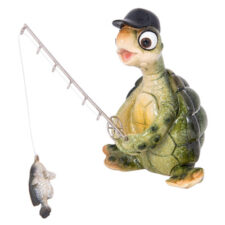 6 1/2 Inches High Green Fishing Turtle