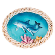 3" Wide Round Dolphins Magnet