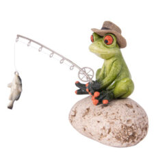 6 Inches High Fishing Frog Figurine
