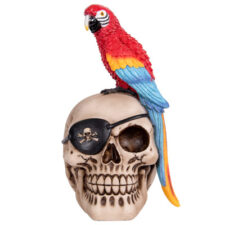 8 1/2 Inch High Skull With Parrot