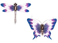 Assorted Metal Wall Purple Butterfly and Purple Dragonfly