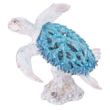 10 1/2 Inches Long Aqua Coral-Look Turtle on Coral