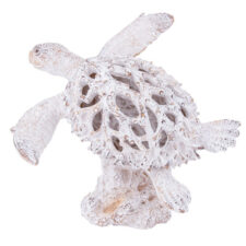 10 1/2 Inches Long White Coral-Look Turtle on Coral